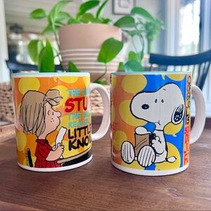 Set of Gibson Peanuts Snoopy Peppermint Patty collectible ceramic coffee mugs